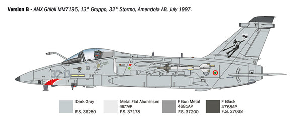 Italeri 1/72 scale AMX Ghibli single seat fighter jet model kit