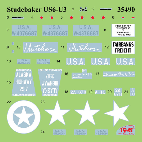 ICM DIORAMA SETS WWII U.S. Military Vehicles, G7117, Studebaker US6-U3, Studebaker US6-U5 (Set of 3 Trucks)