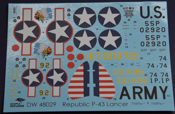 Dora Wings 1/48 Scale DORDW48029 Republic P-43 Lancer, 1/48