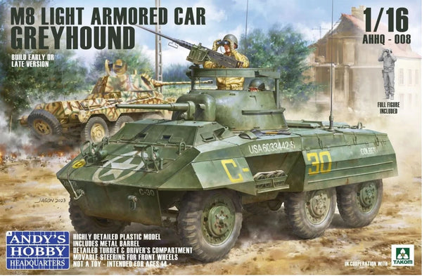 Andy's Hobby Headquarters 1/16 WW2 M8 Greyhound US Light Armored Car (1:16) Model Military Kit