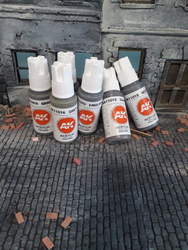AK paint pack for FoG buildings set #2 (6 x 17ml bottles) Brick buildings.
