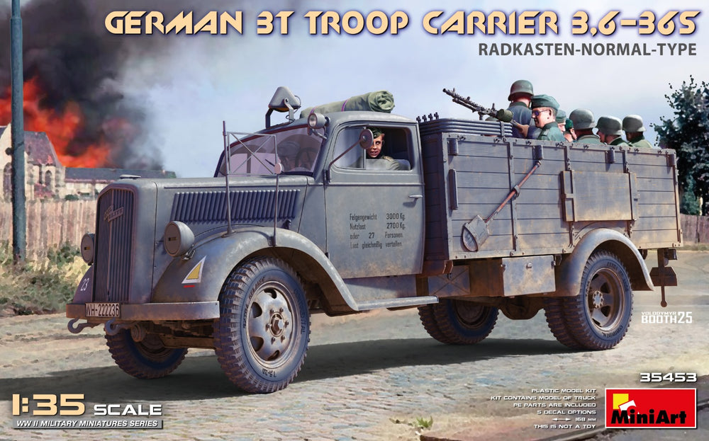 Miniart 1/35 WW2 GERMAN 3T TROOP CARRIER 3,6-36S RADKASTEN-NORMAL-TYPE
