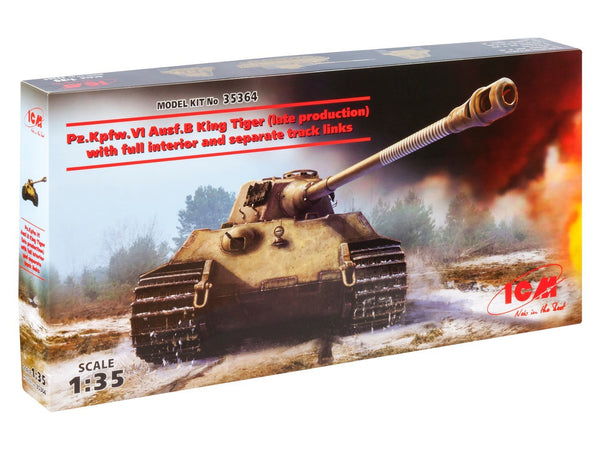 ICM 1/35 WW2 Pz.Kpfw.VI Ausf.B King Tiger (late production) with full interior, WWII German Heavy Tank