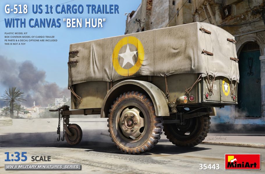 Miniart 1/35 WW2 US G-518 US 1t CARGO TRAILER WITH CANVAS "BEN HUR"