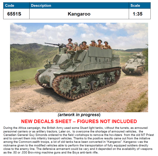 Italeri 1/35 scale WW2 Allied KANGAROO model kit