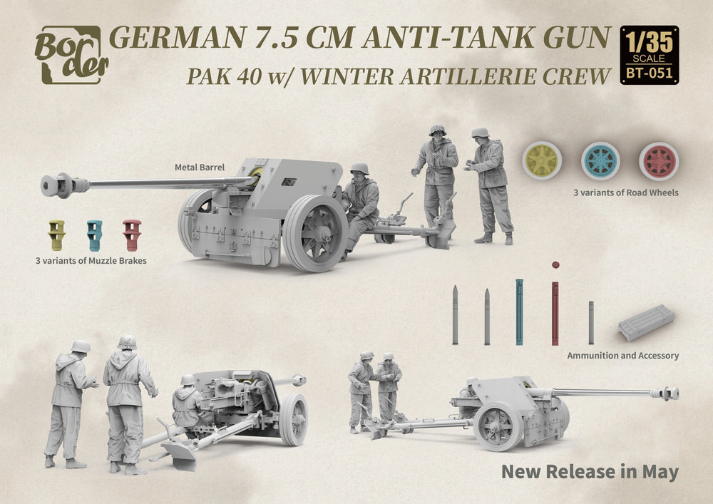 Border Models 1/35 WW2 German PaK 40 with winter artillery crew