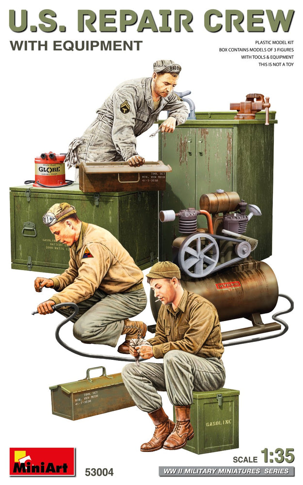 Miniart 1/35 scale WW2 U.S. REPAIR CREW W/EQUIPMENT