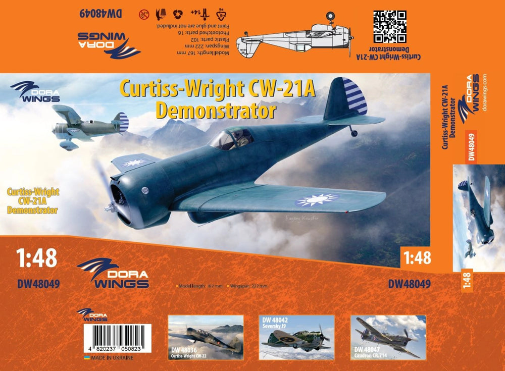 Dora Wings 1/48 Scale DORDW48049 Curtiss-Wright CW-21A Demonstrator, 1/48