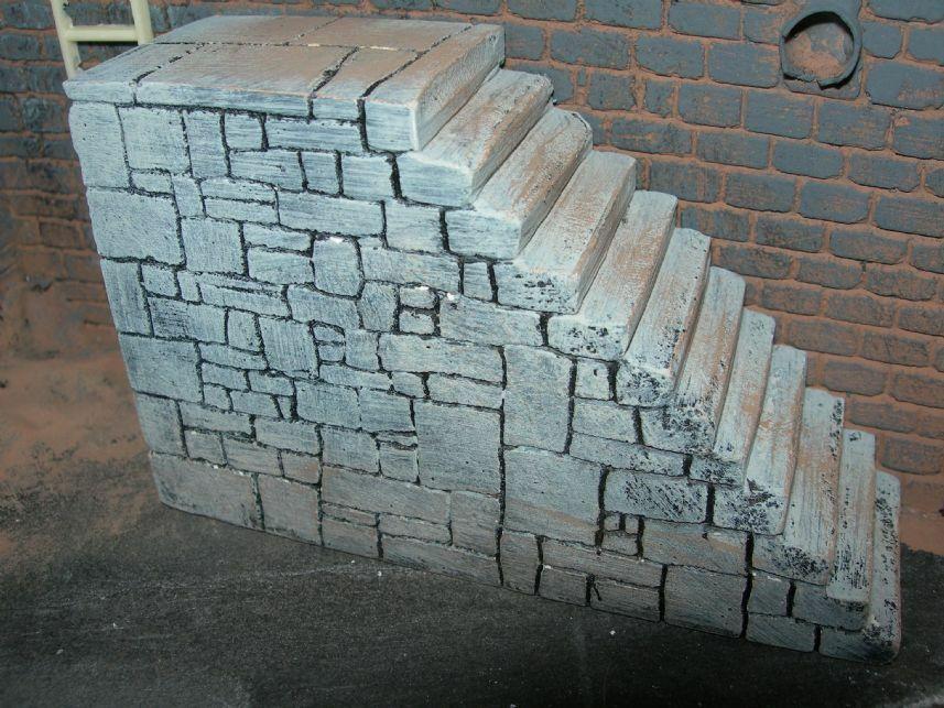 Scale Stone Models FoG Models 1/35 Scale stone steps 60mm high, 95mm long at the base ...