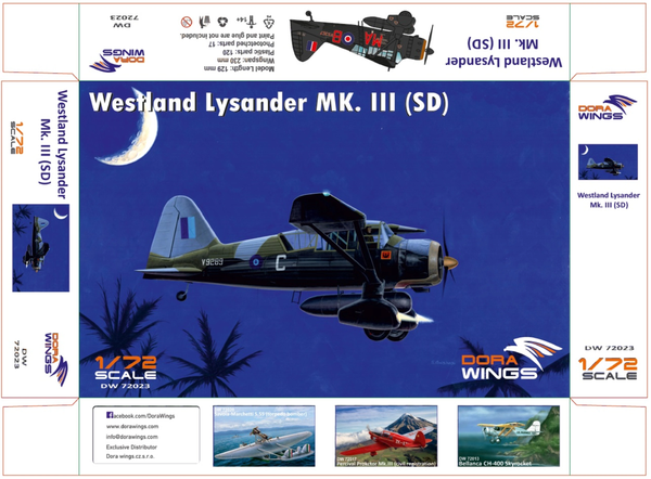 Dora Wings 1/72 Scale DORDW72023 Westland Lysander Mk.III (SD), 1/72