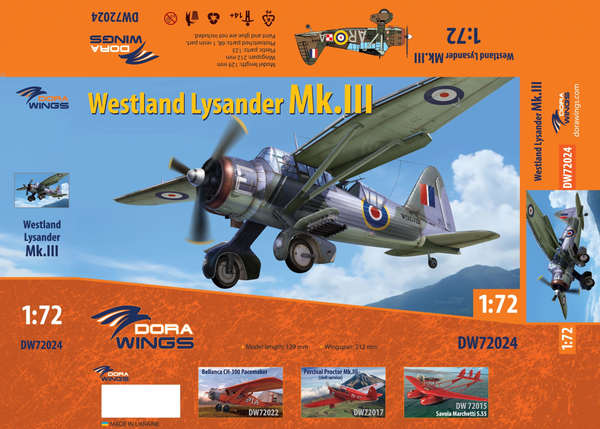 Dora Wings 1/72 Scale DORDW72024 Westland Lysander Mk.III , 1/72