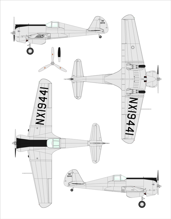 Dora Wings 1/48 Scale DORDW48049 Curtiss-Wright CW-21A Demonstrator, 1/48