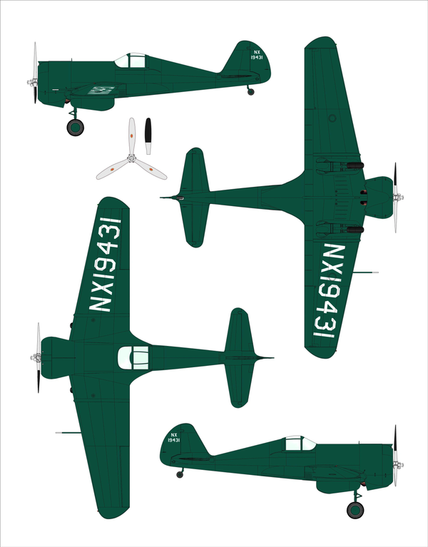 Dora Wings 1/48 Scale DORDW48049 Curtiss-Wright CW-21A Demonstrator, 1/48