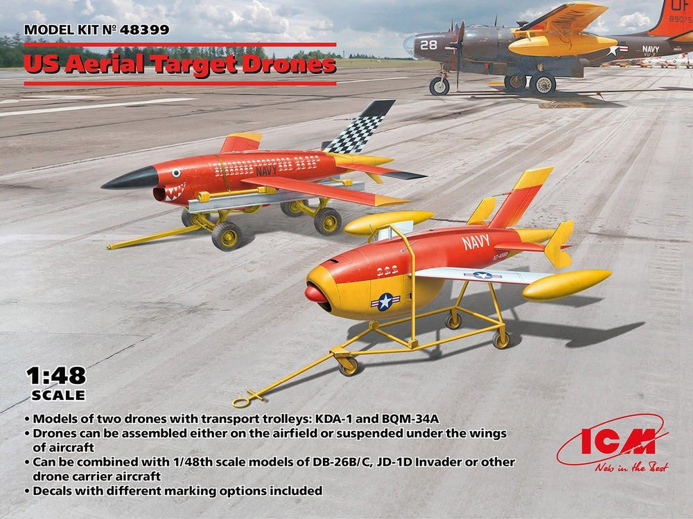 ICM 1/48 U.S. Aerial Target Drones (Set of 2 Drones & 2 Trailers)