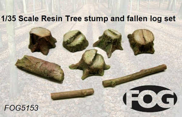 FoG Models 1/35 Scale Resin Tree stump and fallen log diorama accessory set