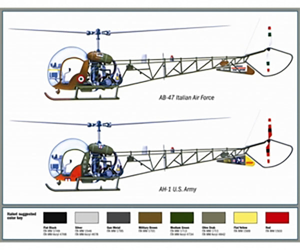 Italeri 1/72 Scale Ah.1/Ab-47 helicopter model kit