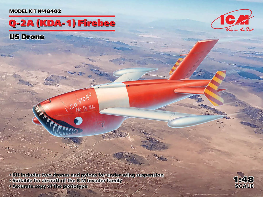 ICM 1/48 Q-2A (XM-21, KDA-1) Firebee, US Drone (2 airplanes and pilons) (100% new molds)
