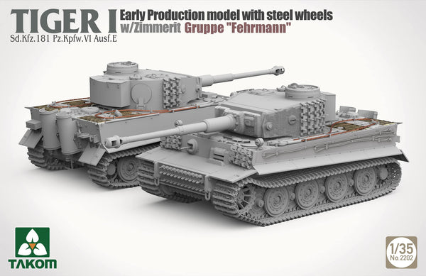 TAKOM 1/35 WW2 German Tiger I Early Production with Steel Wheels and Zimmerit Gruppe Fehrmann