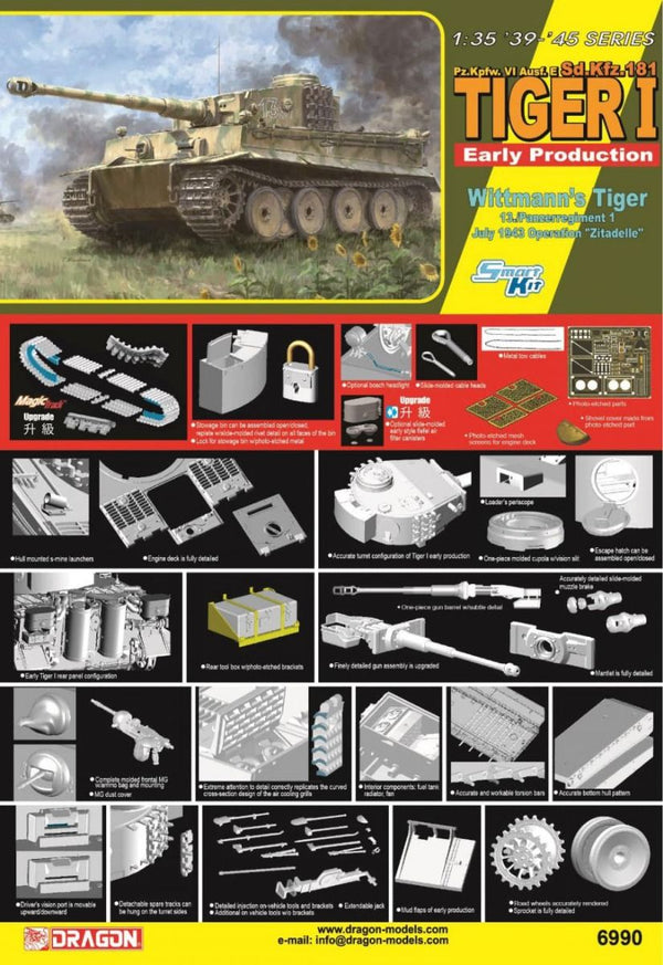 Dragon 1/35 Pz.Kpfw.VI Ausf.E Sd,Kfz.181 Tiger I Early Production Wittmann's Tiger 13