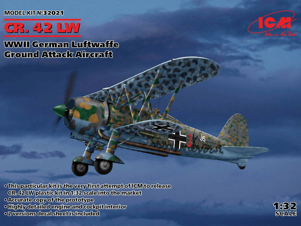 ICM 1/32 WW2 CR. 42 LW , WWII German Luftwaffe Ground Attack Aircraft