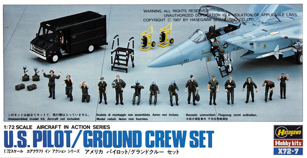 Hasegawa 1:72 Scale U.S Pilot + Ground Crew Set figures accessories