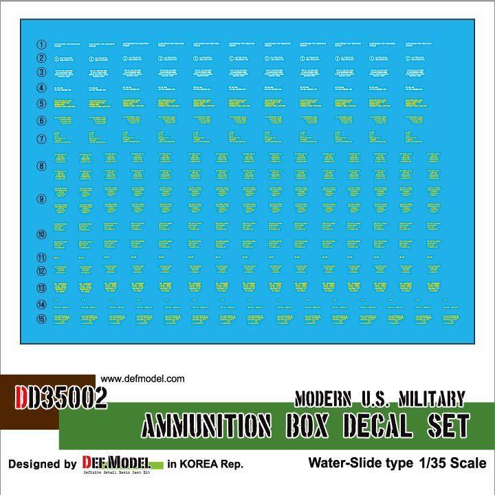 Miniatures Decals Bullets Modern US Ammunition Box decal set (1/35 scale) | Fields of Glory Models