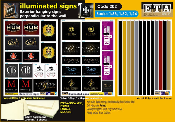 1/35 scale Illuminated signs Bars, Clubs, Casinos