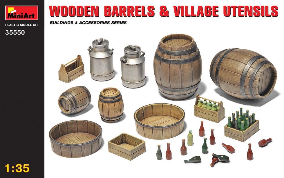 Miniart 1:35 Wooden Barrels Village Utensils
