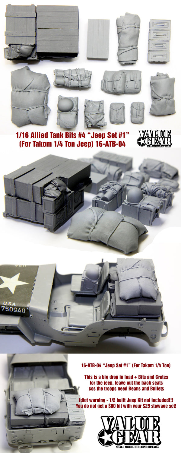 Value Gear 1/16 ATB-04 WWII 4x4 Utlity "Jeep" Stowage Set #1 for Takom kit