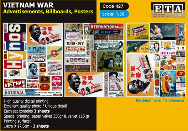 1/35 scale Vietnam War- Advertisements, Billboards, Posters