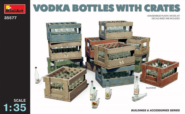 1/35 scale Miniart model kit Vodka and Schnapps Bottles with Crates