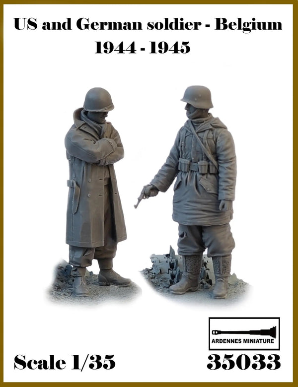 ARDENNES MINIATURE 1/35 WW2 US and German soldier - Belgium 1944-1945