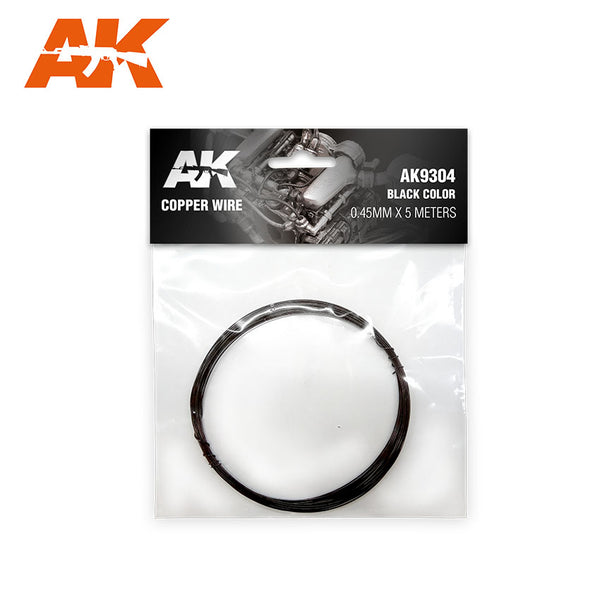 AK Interactive COPPER WIRE 0.45MM Ø X 5 METERS. BLACK COLOR