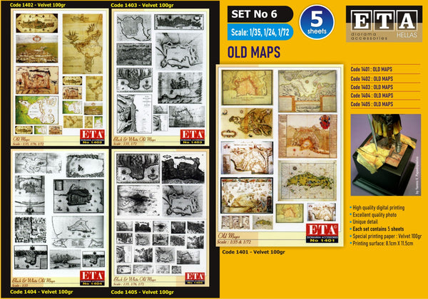 MAPS 1/35. 1/24. 1/72OLD MAPS 5 sheets
