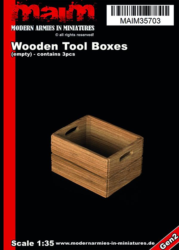 MaiM 1/35 scale 3D printed Wooden Tool Boxes (3pcs) / 1:35