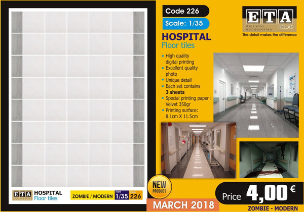 Hospital Floor Tiles - 1/35 scale - Zombie/ Modern - 2 sheets