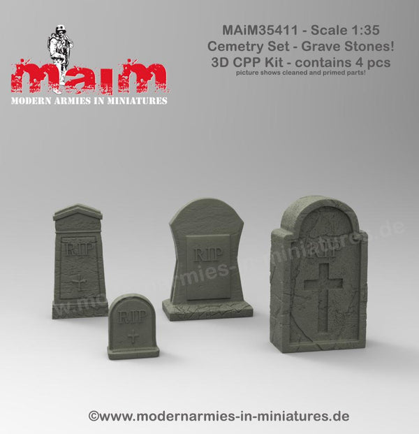 1/35 Scale 3D printed Grave Stones (4pcs) Set (MAIM35411)