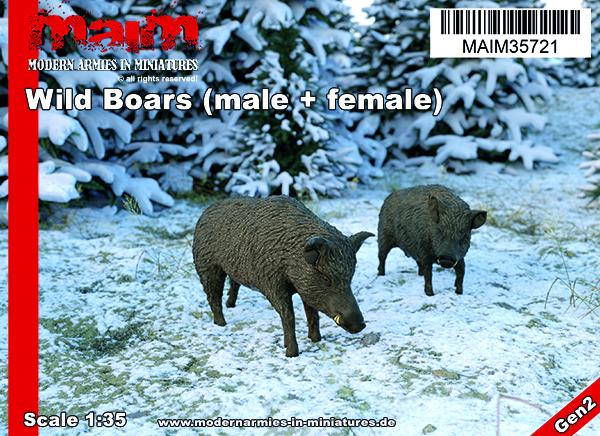 MaiM 1/35 scale 3D printed Wild Boars (Male + Female)/ 1:35