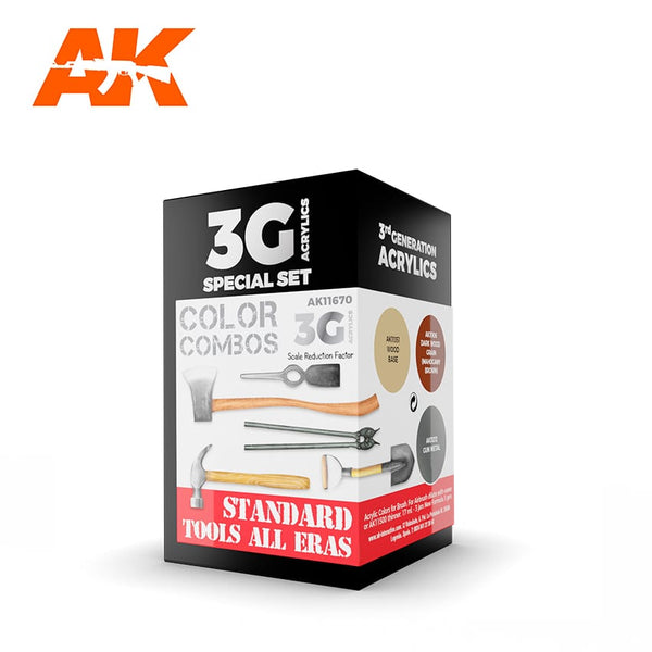 AK Interactive 3G Acrylic Paint Set - STANDARD TOOLS ALL ERAS