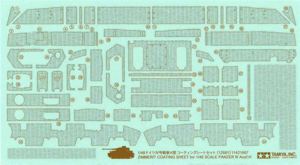 Tamiya 1/48 scale Panzer IV H Zimmerit sheet