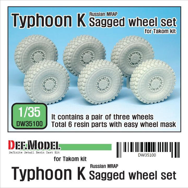 1/35 Scale resin model upgrade kit Typhoon K Russian MRAP Sagged Wheel Set