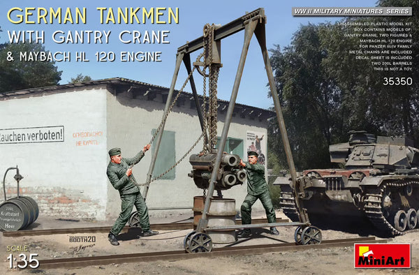 Miniart 1:35 WW2 German Tankmen w/ Crane & Maybach HL Engine