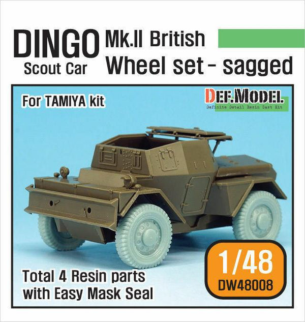 1/48 Scale resin model kit W2 British Dingo Mk.II Sagged Wheel set (for Tamiya)