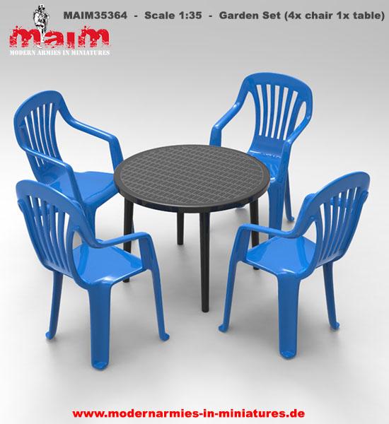 Garden Set - 4x Chairs + Table / 1:35