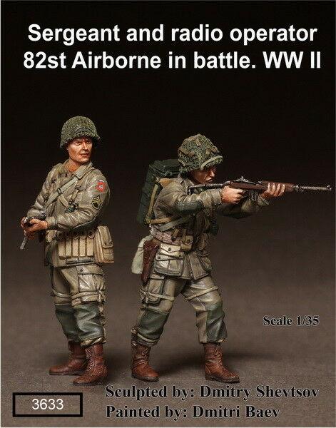 1/35 Scale Resin Figure kit WW2 US Sergeant and radio operator 82st Airborne in battle