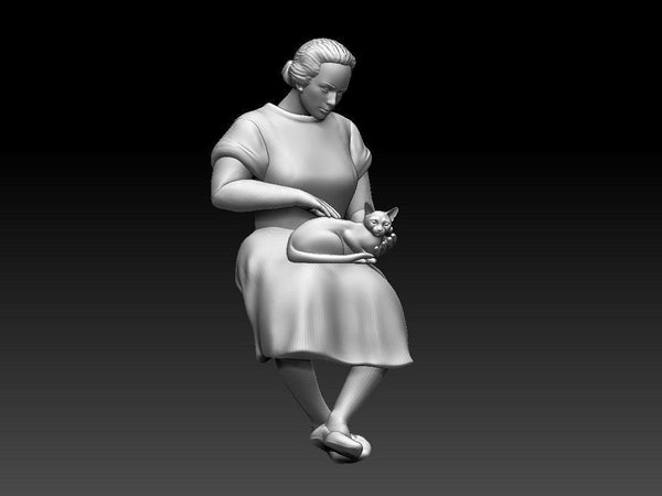 Homefront 1/35 scale 1940's era female civilian seated with cat
