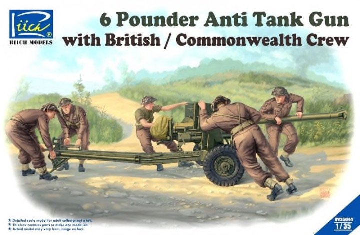 RIICH 1/35 WW2 British 6 Pounder Infantry Anti-tank Gun with Crew