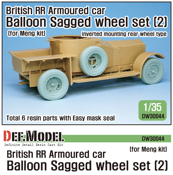 DEF models 1/35 scale British RR Armoured car balloon Sagged Wheel set- Late ( for Meng 1/35)
