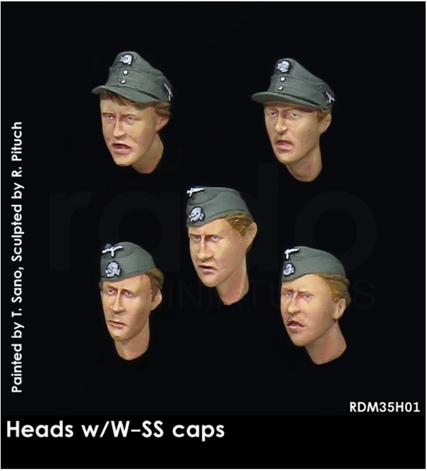 RADO WW2 German Heads w / W-SS caps 1/35 Scale resin model