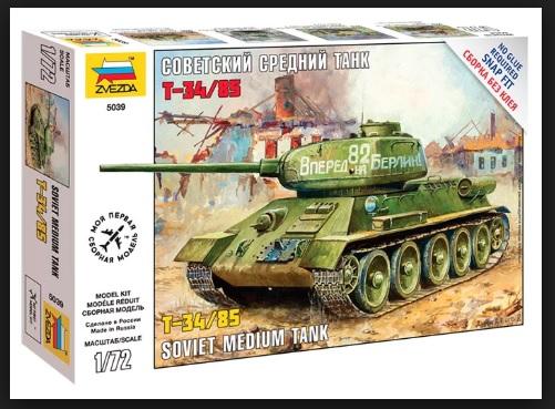 Zvezda 1/72 Scale T-34/85 SOVIET MED TANK WWII